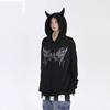 Women's High Street Dark Devil Zipper Coat Women's Printed Letter Small Tail Hooded Top