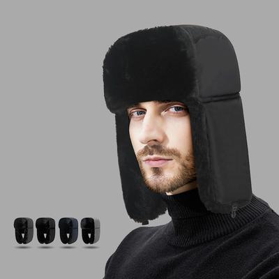 Зимняя бархатная уличная лыжная шапка-бомбер для мужчин, толстая теплая, защищающая от холода, с защитой ушей, ветрозащитная хлопковая шапка