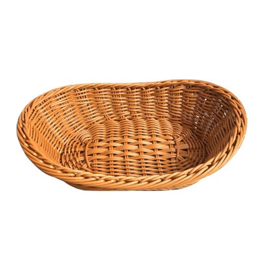 Storage Basket Food Grade Quick Drainage Oval Safe Curved Artificial Rattan Braided Food Basket Household Supplies