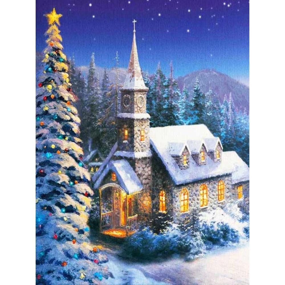 Алмазная живопись Art Full Drill Снежный дом Алмазная картина Ручная работа Снежный день Diy Алмазная мозаика Картина Украшение дома Рождественский подарок