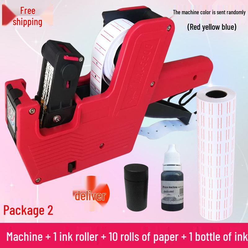 Single-Row Price Marker Kit: Ink Gun, 5500 Labels, Ink Roller, and Accessories.