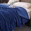 Grey Striped Blanket Thickened Milk Velvet Soft Bedspread Warm For Office Sofa Bed Household Car Air Conditioning Chair Blanket