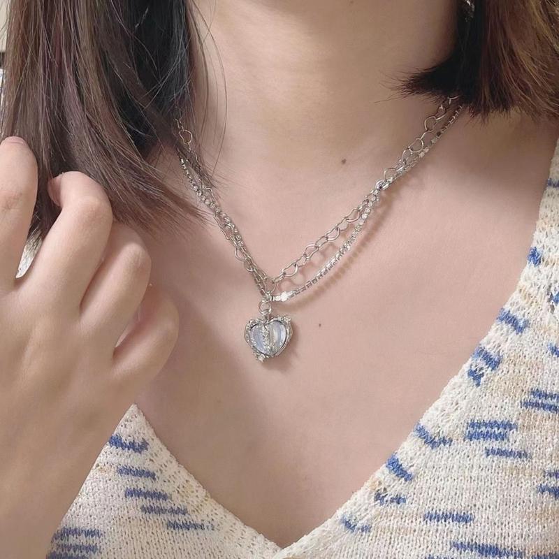 Vintage Goth Heart Pendant Choker Clavicle Chain Necklace For Women Girl Punk Collar Aesthetic Y2K Jewelry Gift