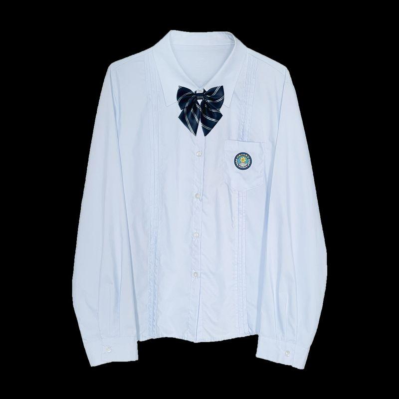 Original Water Blue Japanese College Style Long Sleeve Shirt