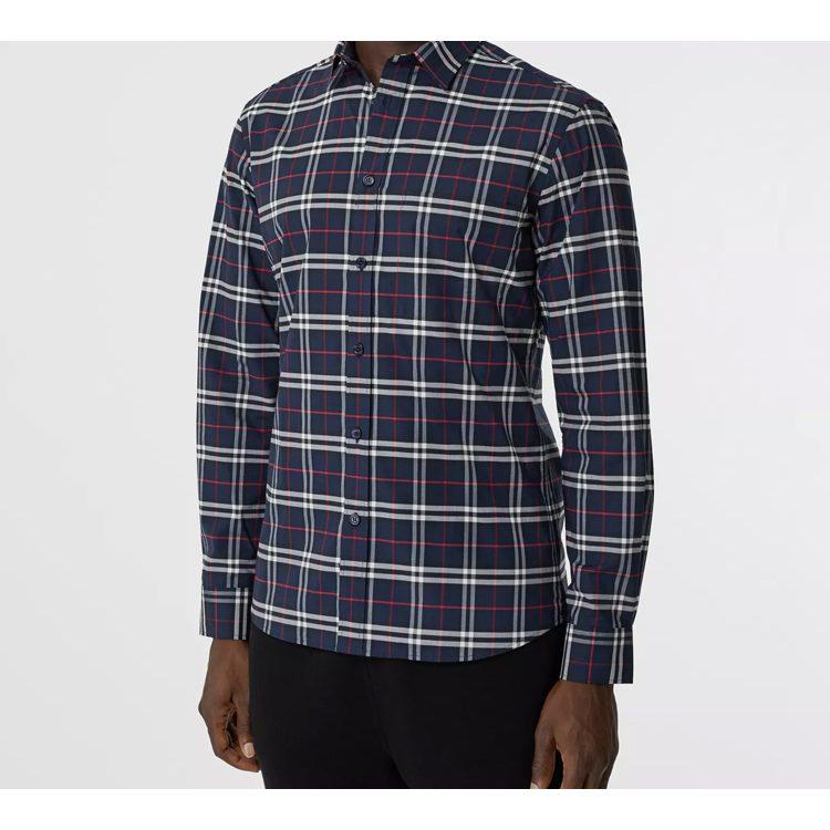 Burberry Хлопковая рубашка в мелкую клетку с эластаном 80186401