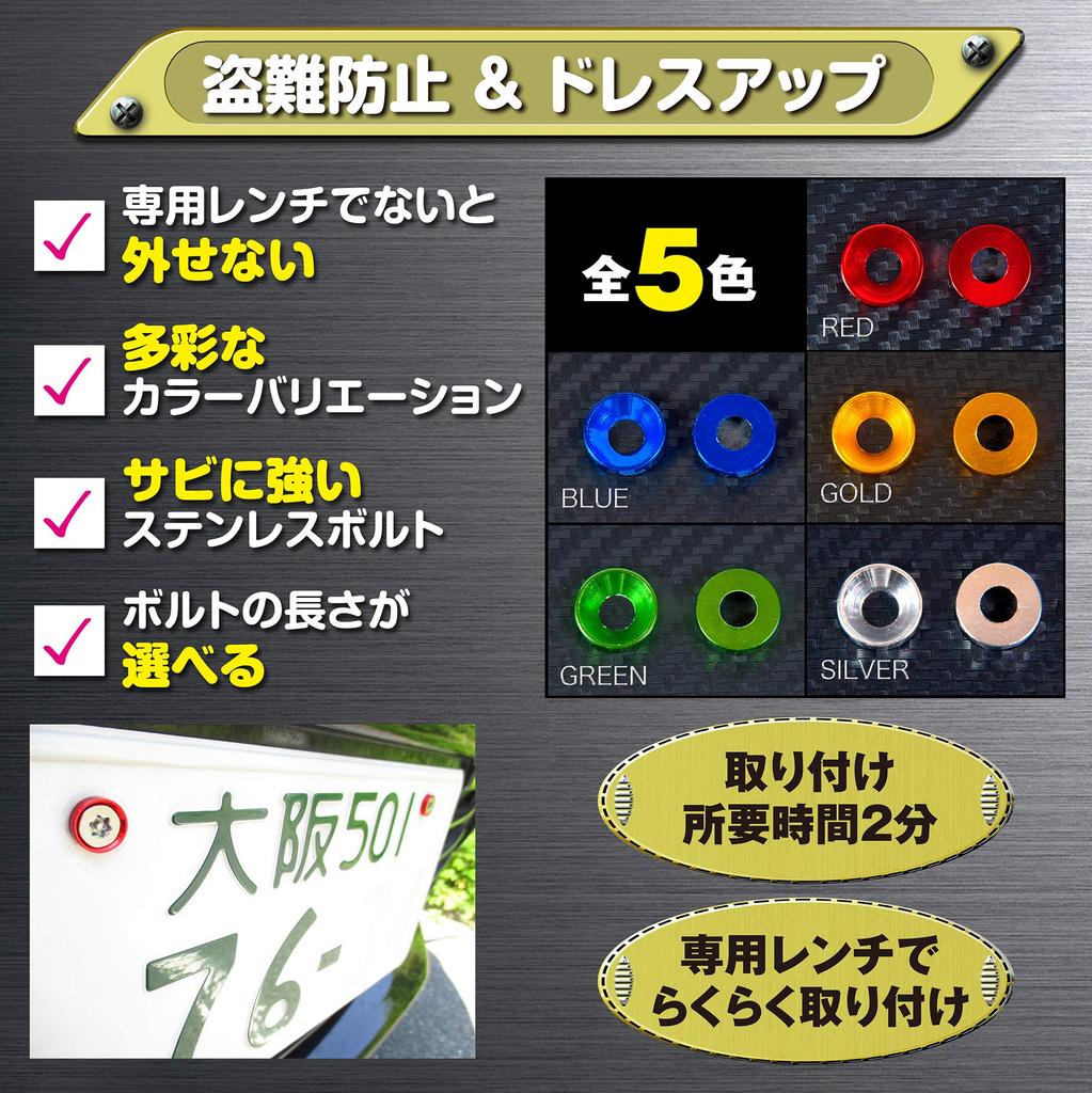 Freate License Plate Bolt License Frame Anti-Theft Screws M6 (Blue, 25mm Screws)