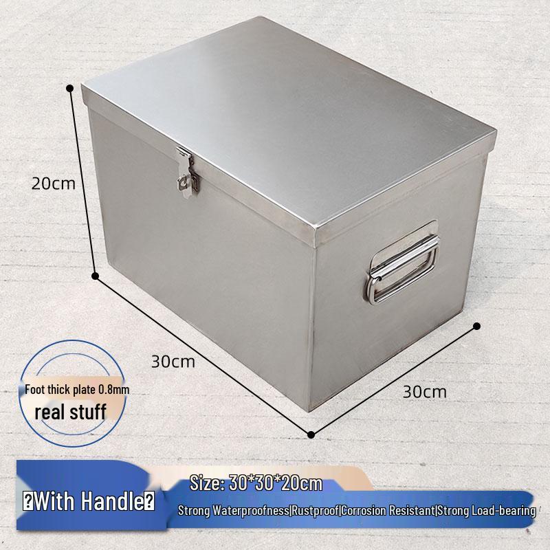 Lockable Rectangular Stainless Steel Toolbox with Thickened Construction
