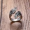 European and American Feather Leaf Open Ring - Retro Style for Men and Women, Trendy Couple's Tail Ring