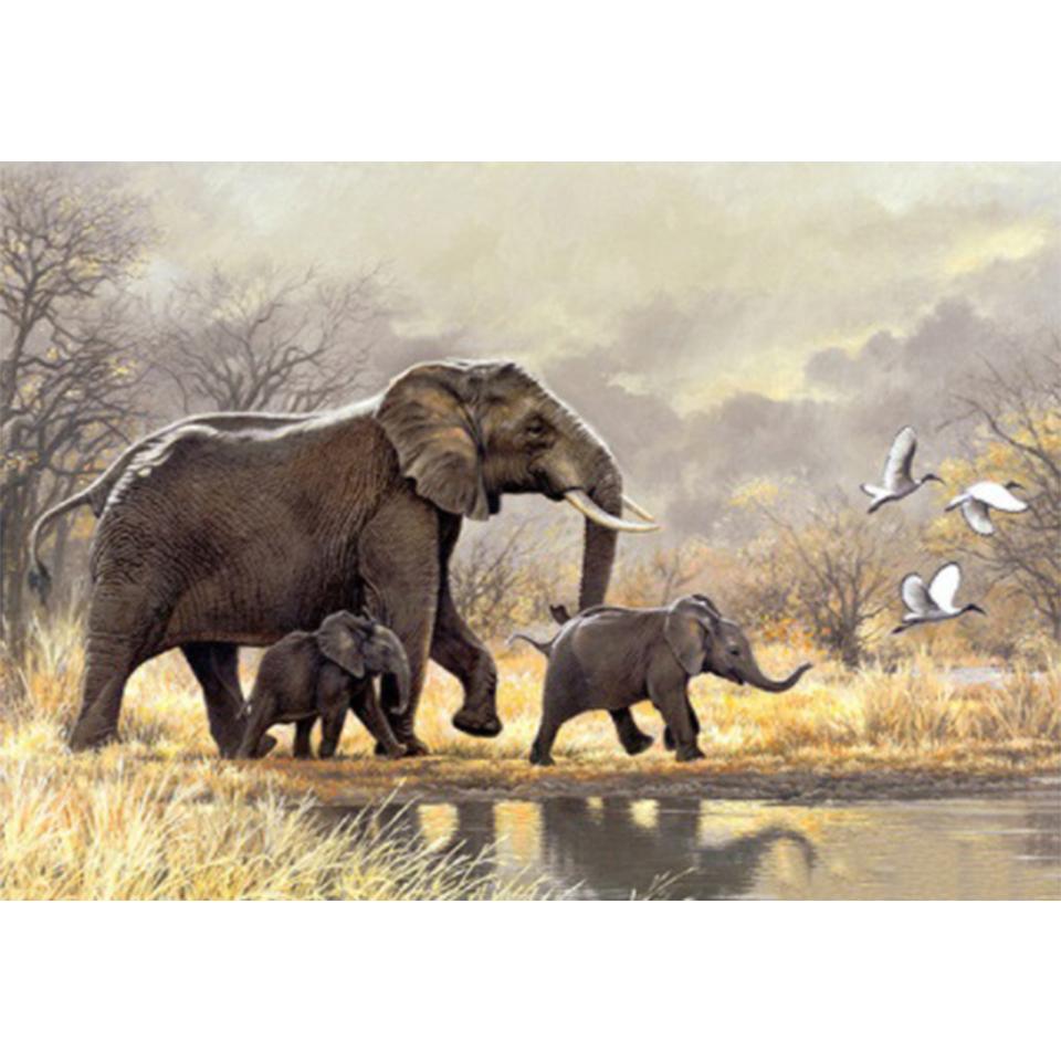 5D DIY Diamond Painting Animal Elephant Rhinestone Picture Full Diamond Embroidered Elephant Mosaic Art Furniture Decoration