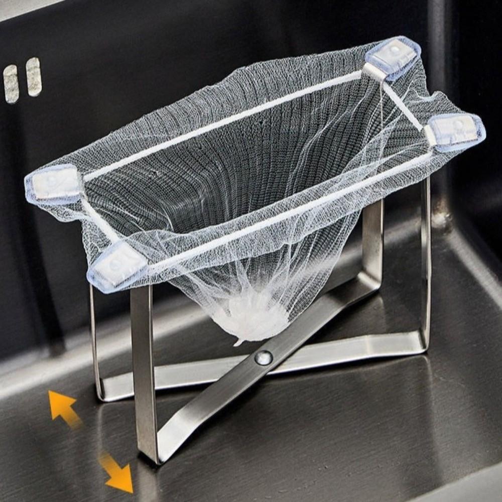 Stainless Steel Trash Bag Stand Foldable Garbage Bag Rack Garbage Bag Holder Kitchen Countertop