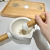 Efficient Grinding Hand-held Mashing Jar with Wood Handle Pottery Grinding Bowl  Household