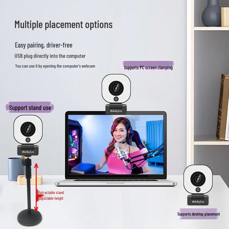 Lenovo WL58A 4K HD Webcam with Autofocus & Dual Mics (CN version)