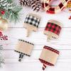 Christmas Holiday Gift Wrapping Ribbon With Red Black Plaid Faux Linen For Festive Decorations