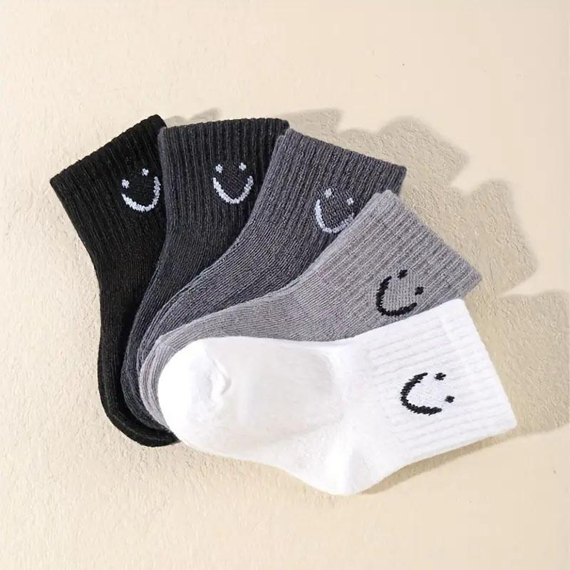 5 Pairs Baby Socks Cute Funny Face Emoticons Pattern Comfortable Kids Boys Girls Socks