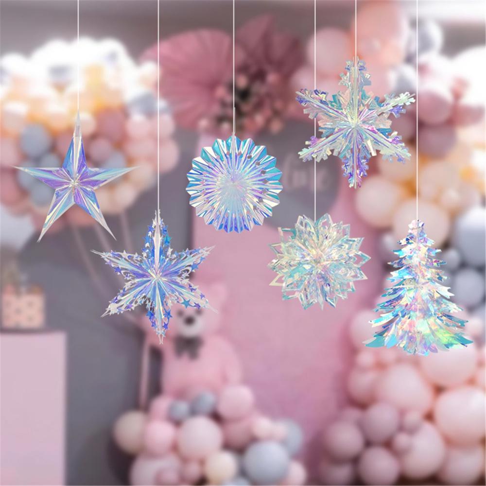 Радужный подвесной орнамент для вечеринки, рождественская елка, шестиугольная звезда, снежинка, снежный шар, декоративный