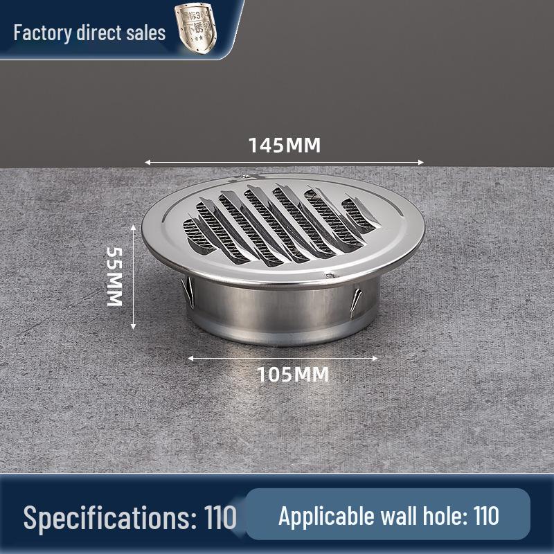 304 Stainless Steel Flat Head Exterior Windproof Vent Cap for Fresh Air Inlet