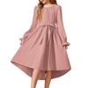 Girls' Long Sleeve Dress Belted Semi-Formal Party Dress