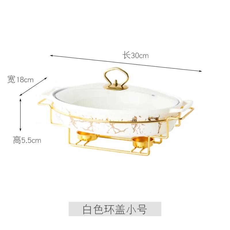 Овальная керамическая супница в скандинавском стиле, для дома и отеля, подставка для кастрюли, подогрев от свечи, блюдо для рыбы, с двумя ручками, сухой горшок