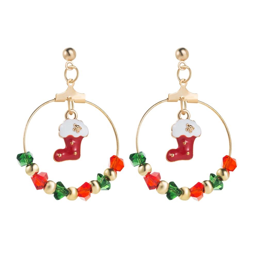 Рождественская серия сережек 2024 года, серьги с геометрическим узором в форме рождественской елки Санта-Клауса, модные и игривые серьги