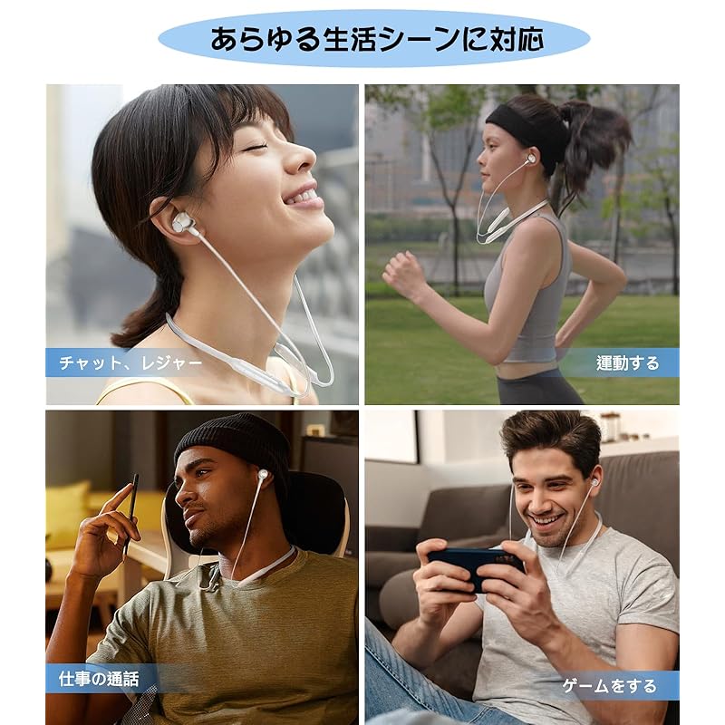 [2024 Newly designed neckband type/Bluetooth 5.3]Bluetooth earphones neckband type -HQP wireless earphones Necklace 35 hours playback bluetooth
