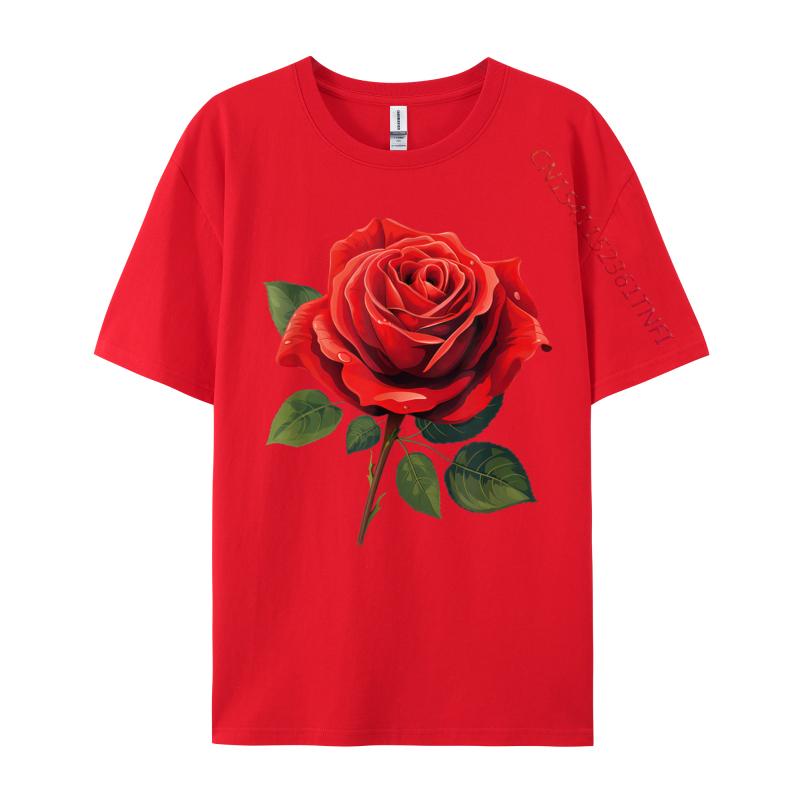 Unisex Clothing Red Rose Tees Birthday Camisa Unisex Retro Funny Camisa Unisexs TShirts Funny Tops Tees Top Quality