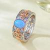 Xiancan Jewelry 2024 Silver Ring: Rose Gold-Plated, Inlaid with Blue-Purple Opal (5x7mm) for Women