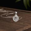 Серебряное ожерелье S925 Gourd с безопасной пряжкой, женское, Niche Natural High Ice White Chalcedony Clavicle Chain