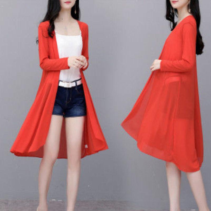 Women's Shawl Mid-length Loose Coat Sun Protection Clothing Women's Loose Thin Large Size Shawl Casual Loose Coat