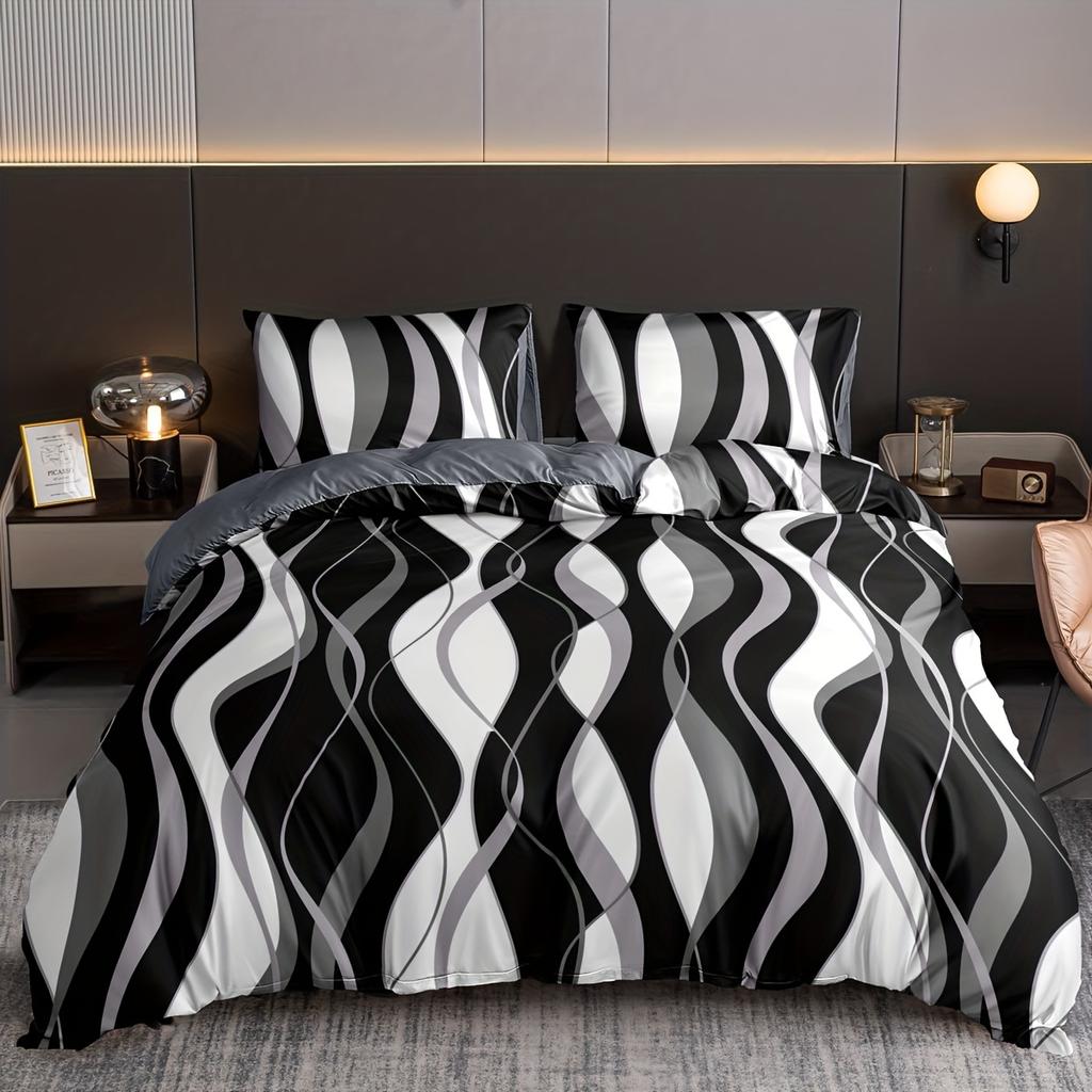 Colorful Line Print Beding Set Soft Comfortable Breathable Soft with Soft Fabric Duvet Cover For Bedrom Guest Rom