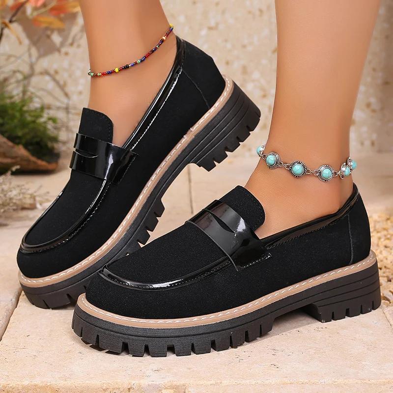 Fashion Fashion Non Slip Platform Loafers for Women 2025 Spring Summer Faux Suede Casual Shoes Woman Comfortable Slip On Flats Plus Size