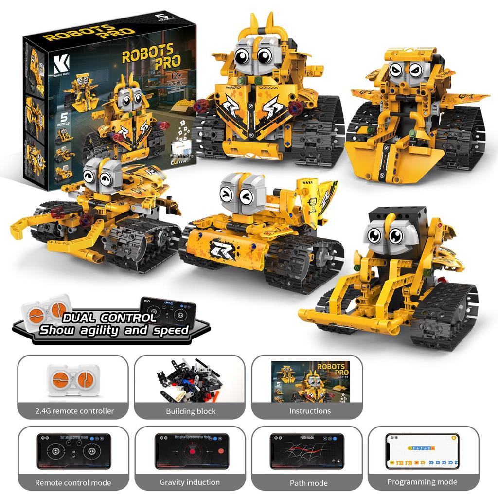 Программируемый робот Wall-E «Пять в одном»: Сборные строительные блоки, Электрическое научное образование, Пульт дистанционного управления, Совместимы с Lego