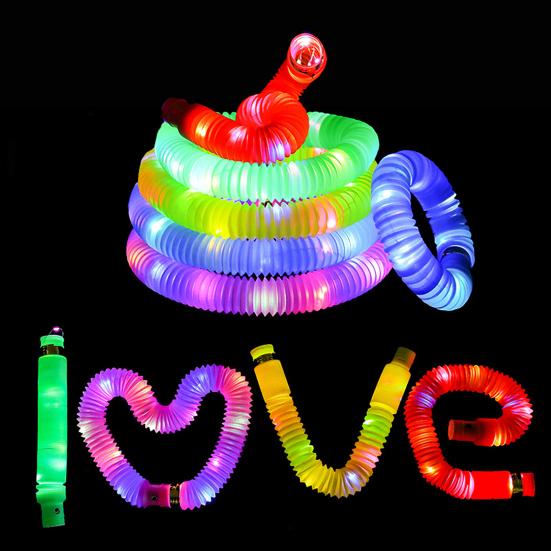 12 Pcs Glow Sticks Party Favors LED Light Up Pop Tubes Kids Toy Glow In The Dark Necklaces Bracelets Party Supplies for Birthday Christmas