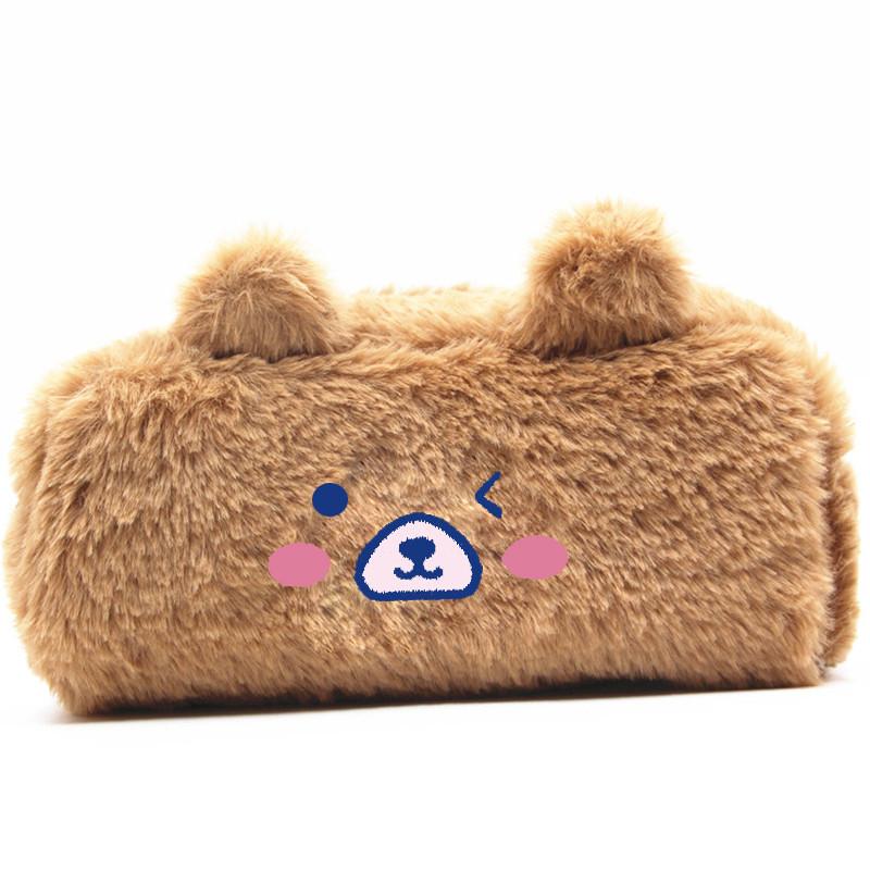 Очаровательная сумка-пенал в виде медведя, вместительная, из мягкого плюша, кошелек для школьных принадлежностей