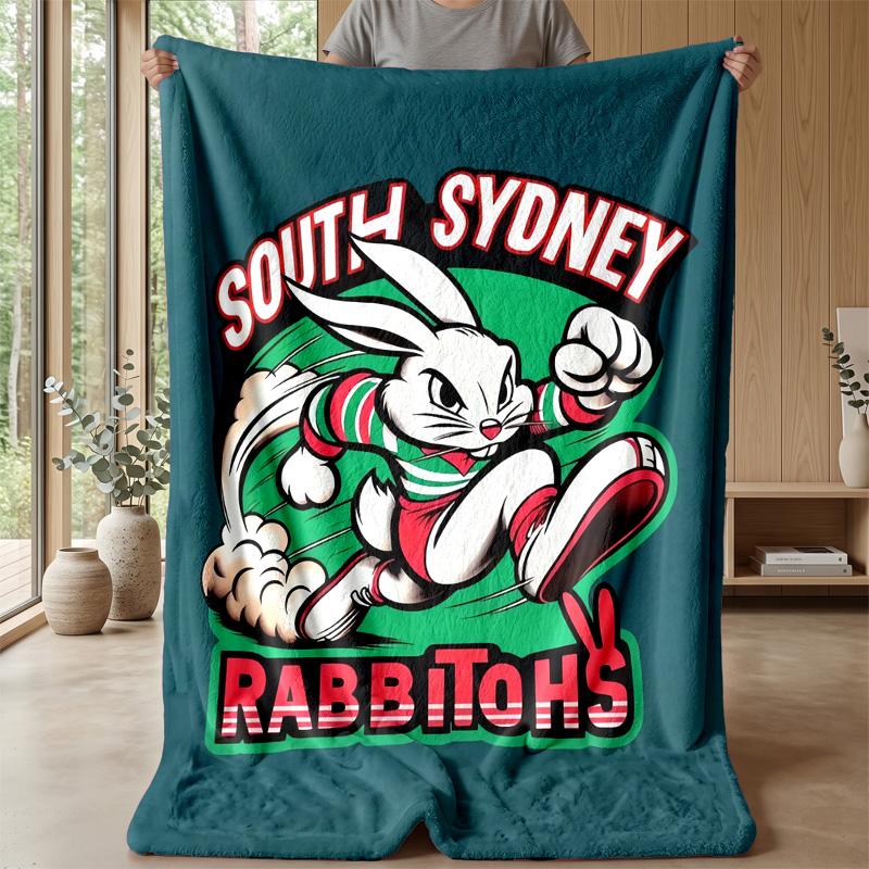 South Sydney Rabbitohs Flannel Fleece Blanket Cozy Warm Throw Blanket For Couch Bed Travel All Season Use