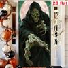 1pcs Halloween door flag with skull  green glowing eyes  and full moon  suitable for indoor/outdoor party decoration