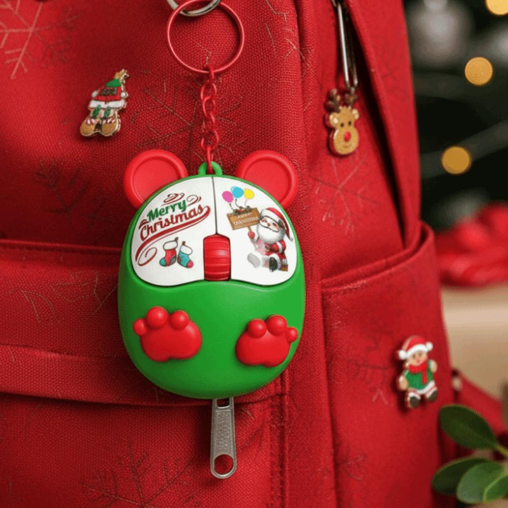 Clickable LED Mouse Clicker Light-emitting Light Up Sounding Toy Glowing Christmas Key Chain Kids