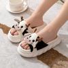 Women Cow Sandals Flip Flops for Woman Cute Linen Home Slippers Men Couples Four Seasons Indoor Shoes Comfortable Cartoon Slides