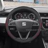 Кожаная накладка на руль автомобиля для Seat Ibiza 2013-2024 2025 Нескользящие чехлы для Чехлы Автомобильный интерьер Seat leon Аксессуары