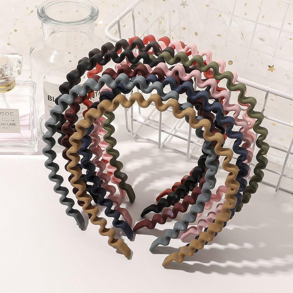 Solid Color Teeth Wave Hair Hoop Headdress Non-slip Hairband Teeth Matte Hair Hoop Outdoor