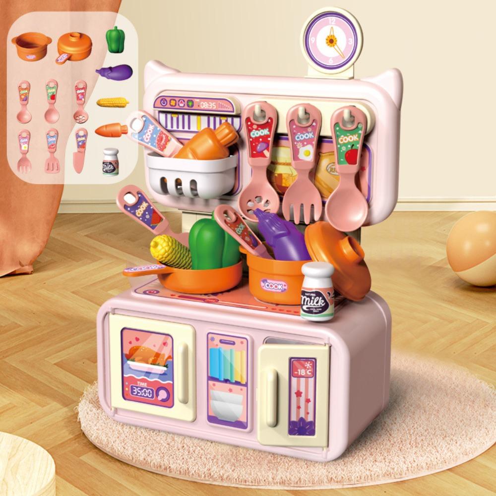 Mini Children Kitchen Toys Set Cook Food Pretend Play Role Toys Kitchen Counter Play Set Kids Gift
