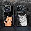 Чехол для телефона с изображением думающего кота для iPhone 16 17 15 14 12 13 Pro Max, черный цвет, ударопрочный чехол