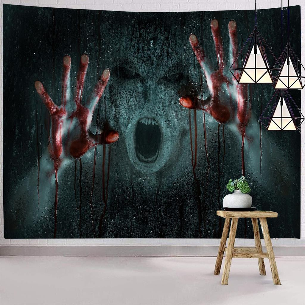Темный гобелен ужасов Хэллоуина, на котором изображена ведьма, таинственная женщина, настенный декор, праздничный фон