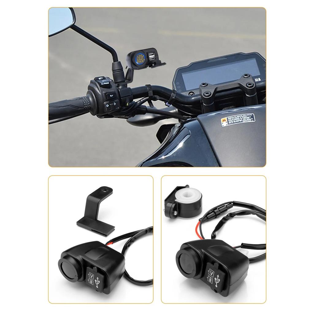 Зарядное устройство для телефона на мотоцикле с цифровым дисплеем 36 Вт QC3.0, быстрое зарядное устройство с двумя USB-входами, вольтметром, термометром, адаптером для сотового телефона