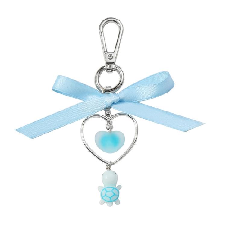 Универсальные Брелоки-Ключницы с Бантом из Ленты и Жемчугом, с Подвеской-Черепахой, Очаровательный Аксессуар для Рюкзаков и Сумок