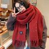 Женский красный клетчатый шарф из кашемира - стильная и теплая зимняя шаль
