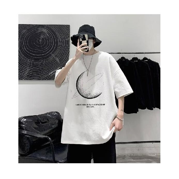 New Short-Sleeved T-shirt Men's Summer Korean Style Trendy Simple Half Sleeve Top Hong Kong Style Loose Casual Fashion Brand T-shirt
