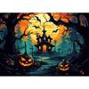 A Classic Vintage Wall Art Pumpkin Black Cat Ghost Painter Halloween Night, Printed Poster, Home Living Room Bedroom Decoration