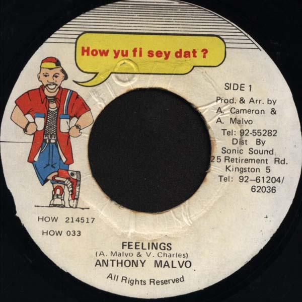 7-дюймовая пластинка ANTHONY MALVO Feelings HOW033 How Yu Fi Sey D Ямайка Регги Ска Даб Б/у