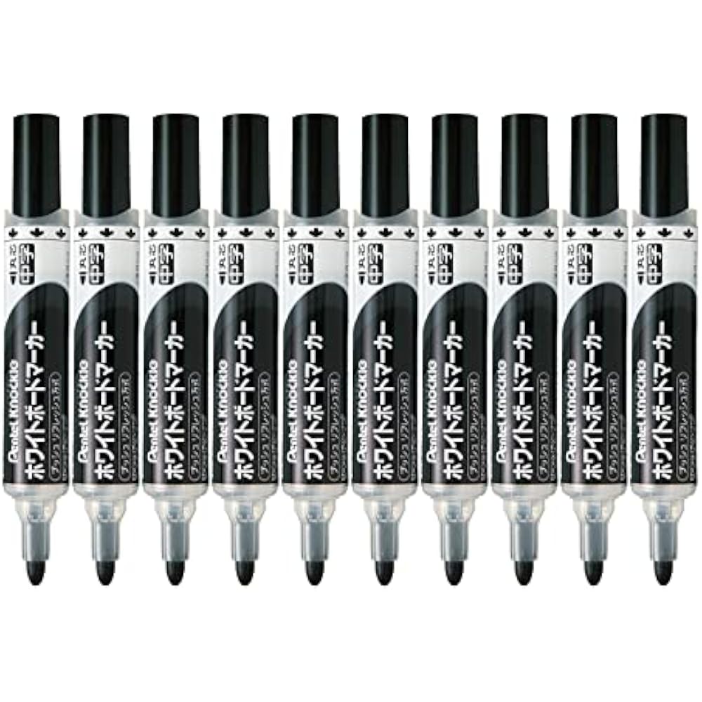 Маркер для доски Pentel Knocks, Круглый стержень, Средний, EMWLM-A, Черный, 10 шт.