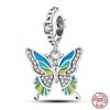 Genuine 925 Sterling Silver Colorful Butterfly Dragonfly Charms Beads Fit Fasion 925 Original Bracelets Fine Diy Jewelry Making